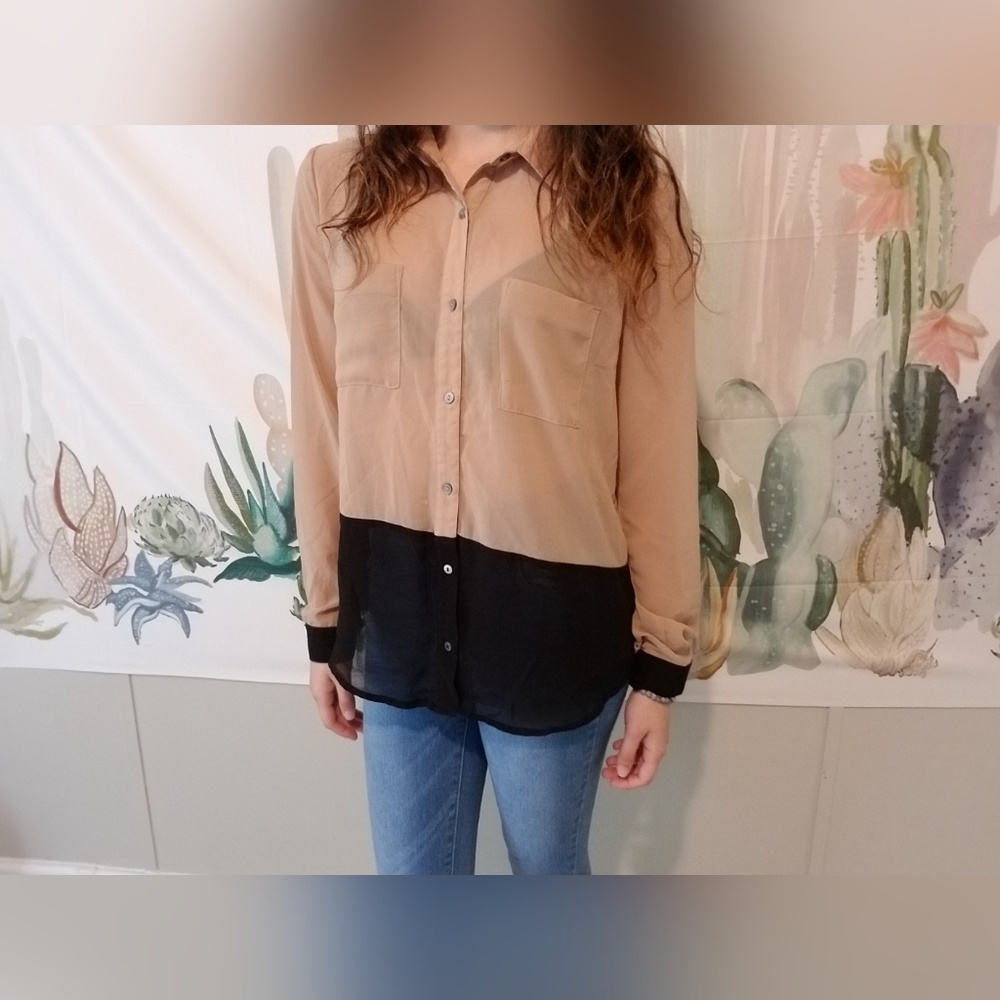 Double Zero - Colorblock Button Front Blouse